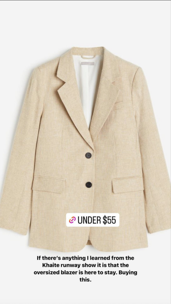 Oversized cream blazer under $55 - If there's anything I learned from the Khaite runway show it is that the oversized blazer is here to stay. Buying this. 