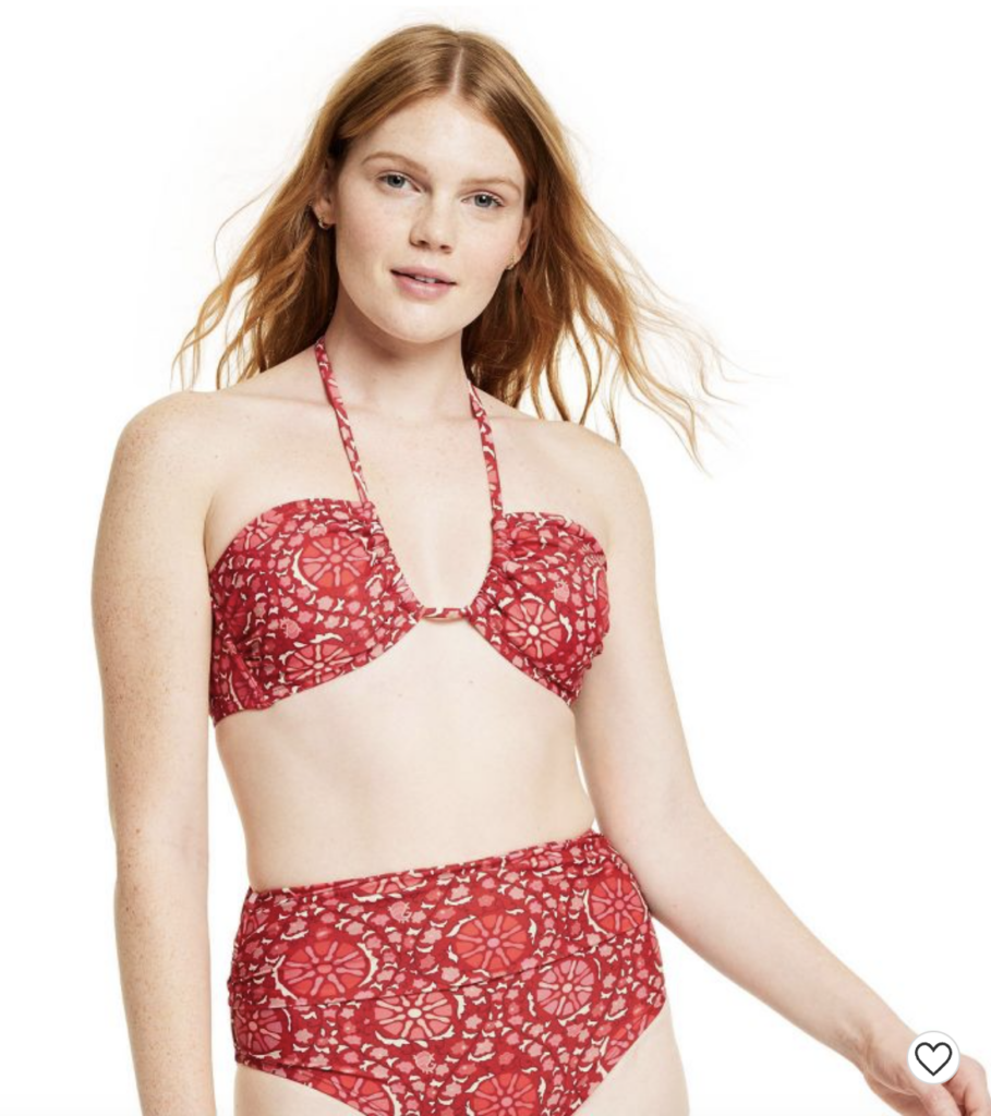 Women's Zinnia Floral Print Bandeau Halter Bikini Top - RHODE x Target Red