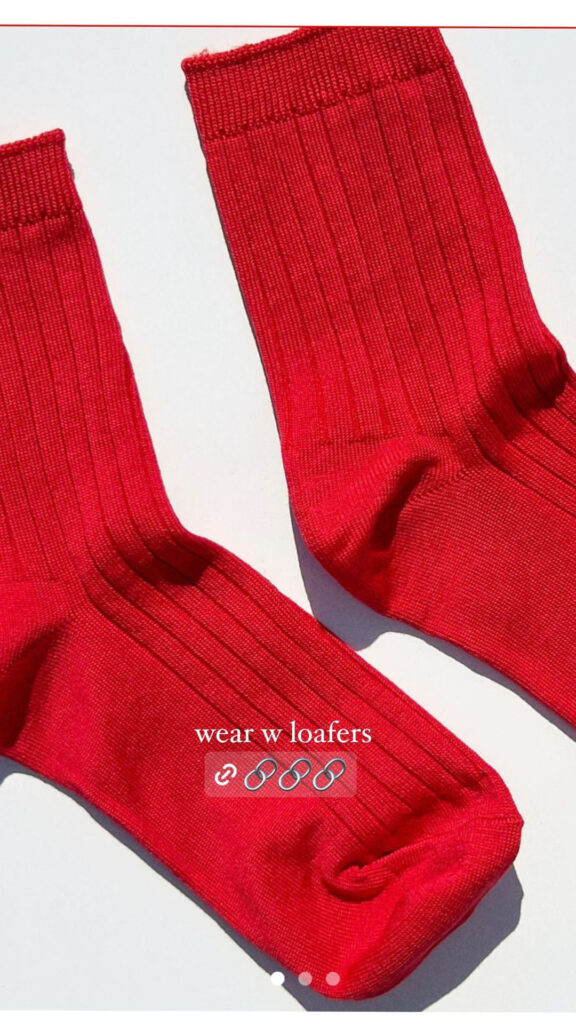 red delicate socks to wear with loafers fall fashion 